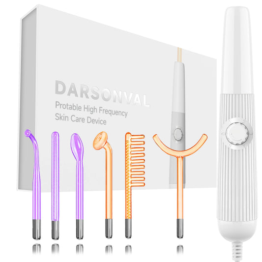 New High Frequency Facial Machine Skin Therapy with 6 Neon & Argon Wands Remove Wrinkles Acne Facial Therapy Wand